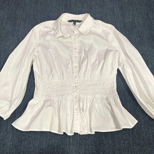 White House Black Market white peplum Button-Down Shirt